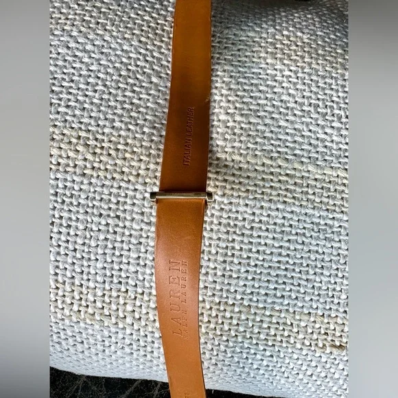 Lauren Ralph Lauren Tan Brown Italian Leather Strap with Gold Ring & Hook, L/XL